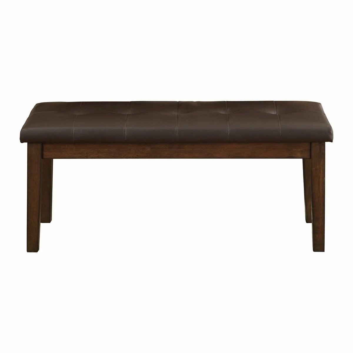 Benzara Fabric Padded Bench with Tufted Seat and Tapered Legs, Brown
