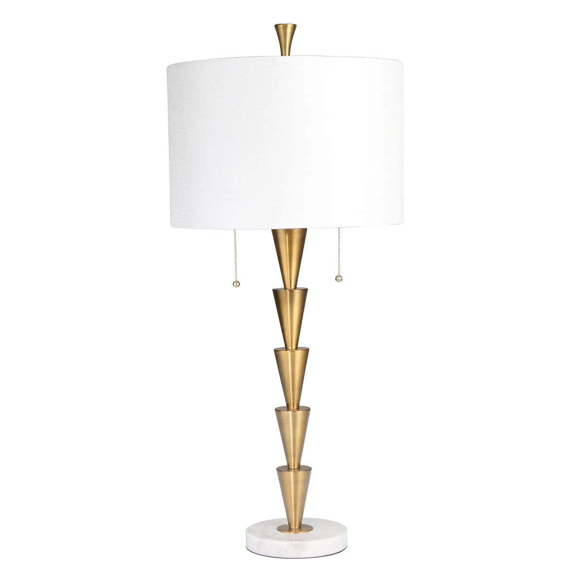 Sagebrook Home Brass 34`` Stacked Cones Tablelamp W/ Marble Base,