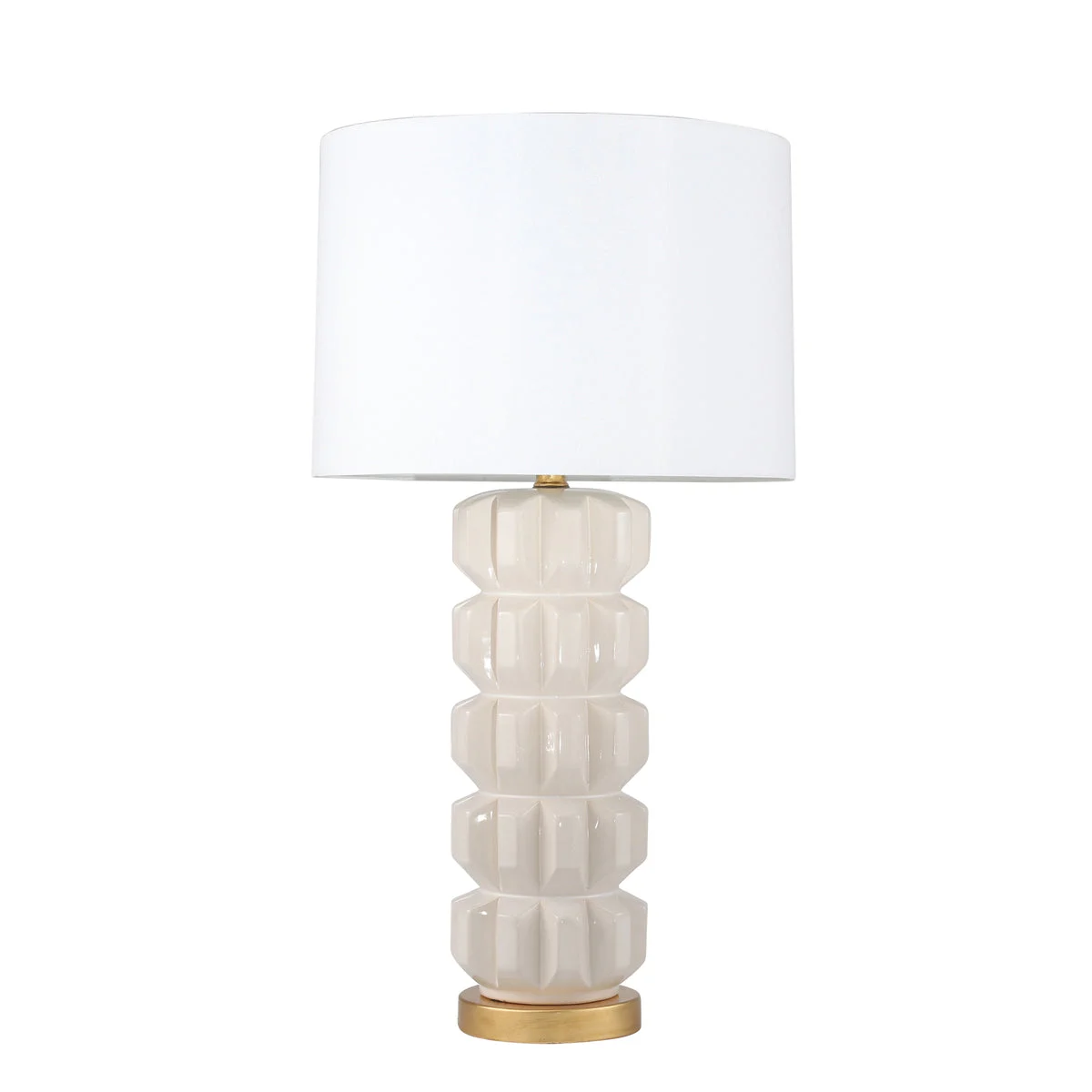 Sagebrook Home Ceramic 28`` Stacked Table Lamp, White/Gold