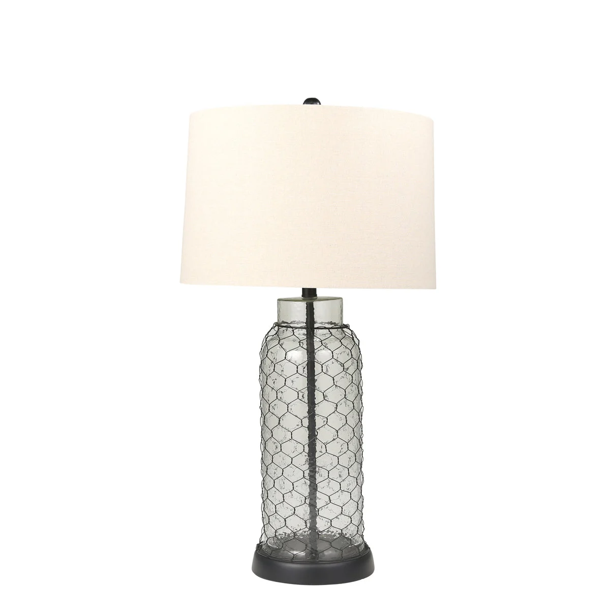 Sagebrook Home Glass 31`` Table Lamp W/ Chickenwire Overlay, Clear
