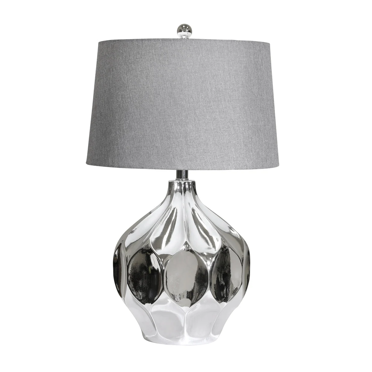 Sagebrook Home 50213 26" Resin Fluted Table Lamp, Silver