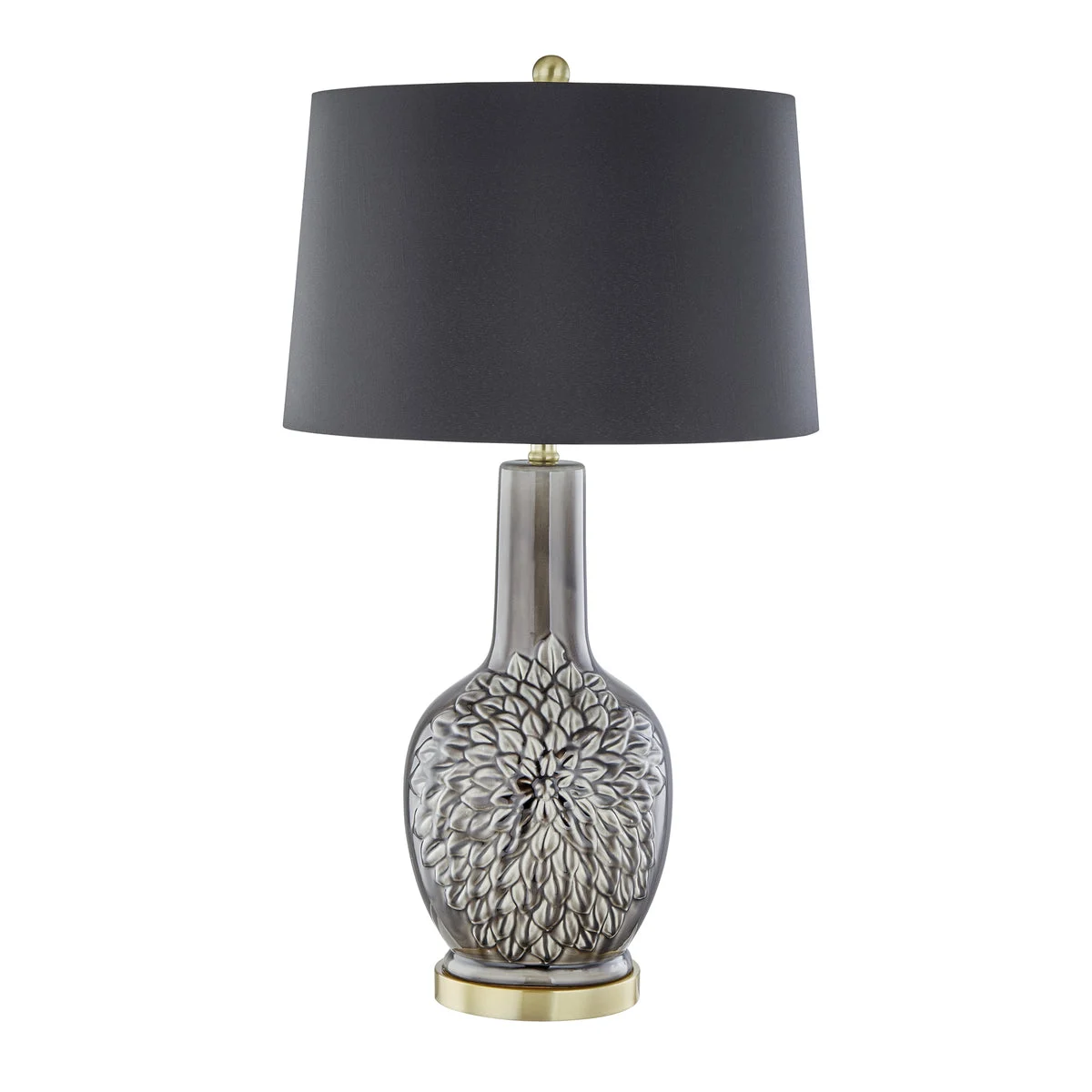 Sagebrook Home Ceramic 31`` Embossed Floral Table Lamp, Gray