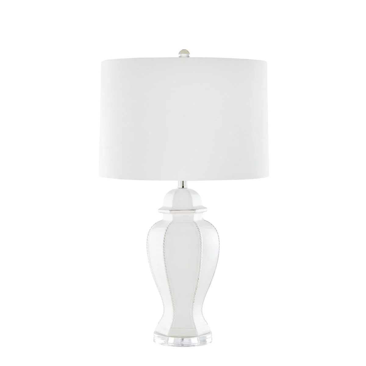 Sagebrook Home Ceramic 31`` Rope Embossed Table Lamp, Cream