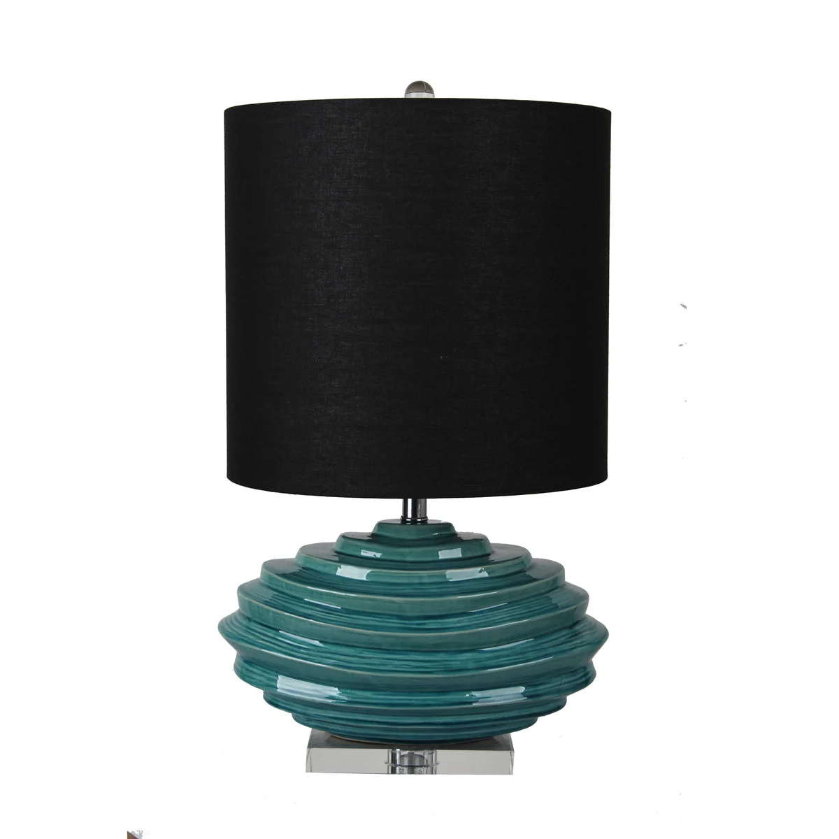 Sagebrook Home Ceramic 27`` Table Lamp With Crystal Base, Green