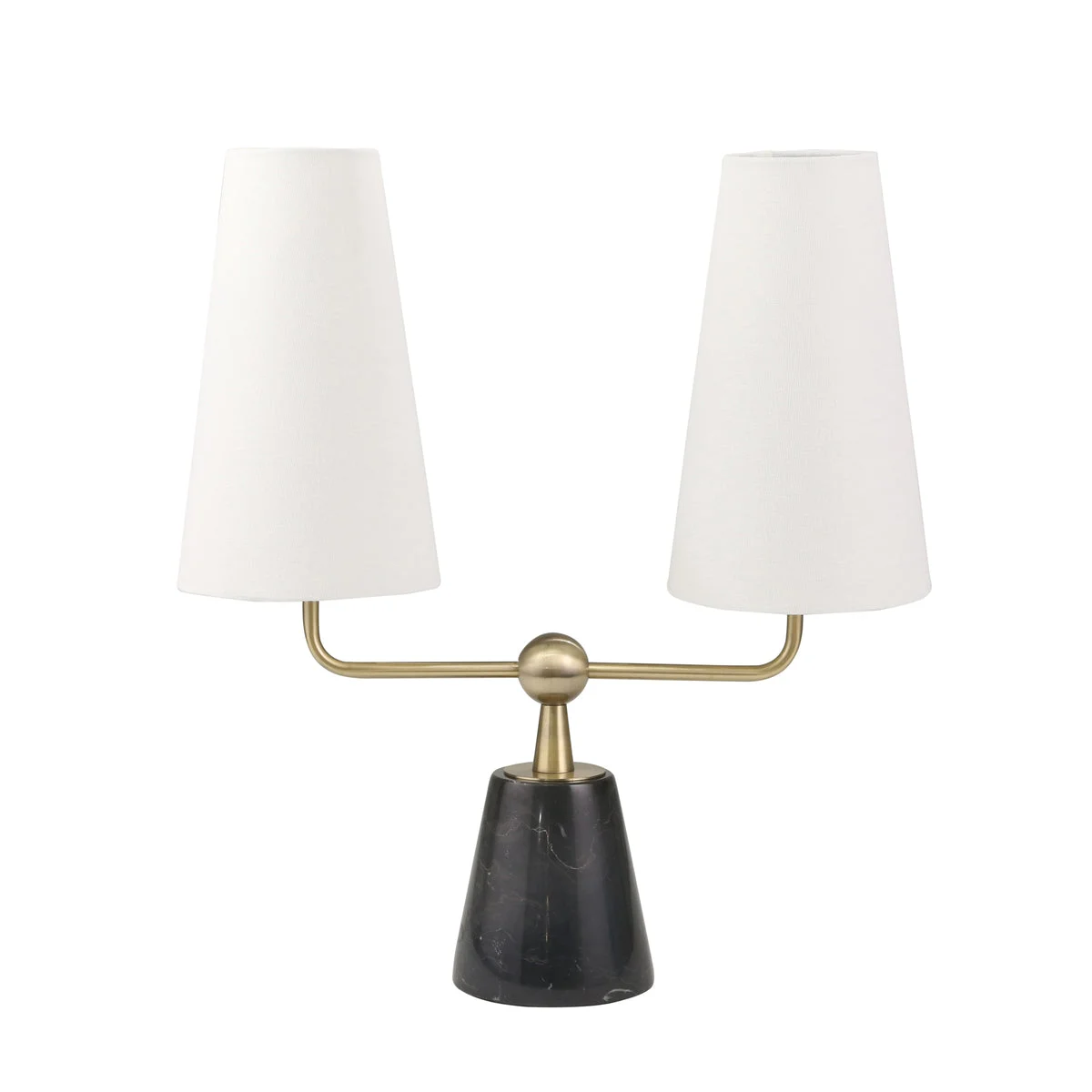Sagebrook Home 50319 23" Marble/Metal Twin Light Table Lamp, Black/Gold