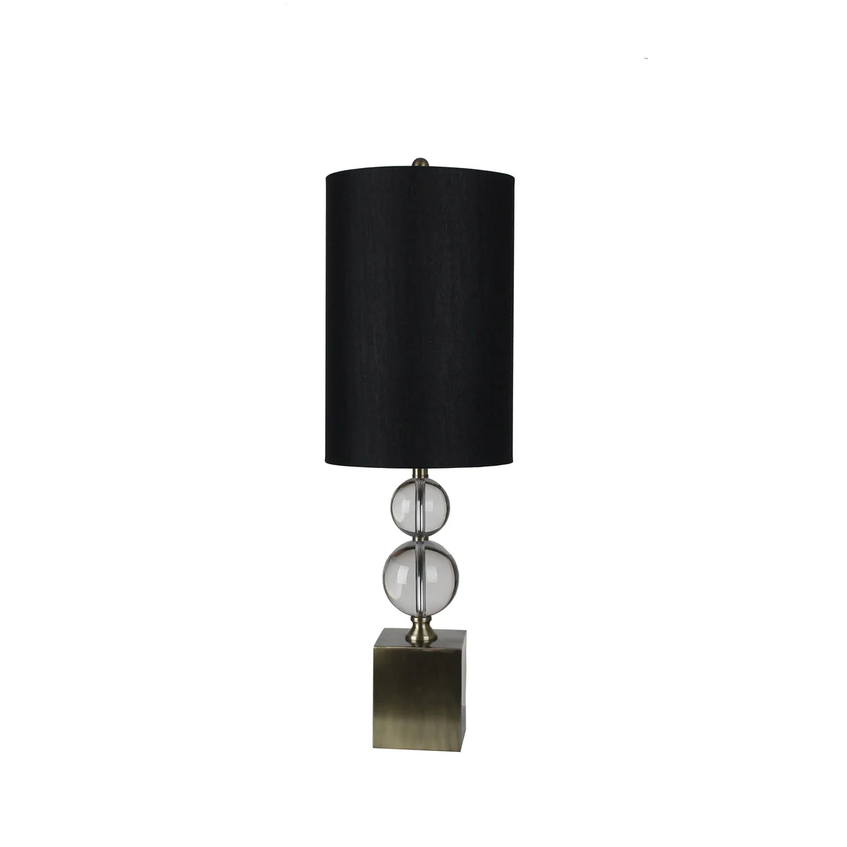 Sagebrook Home Crystal/Metal 37`` Double Ball Table Lamp, Clear/Br