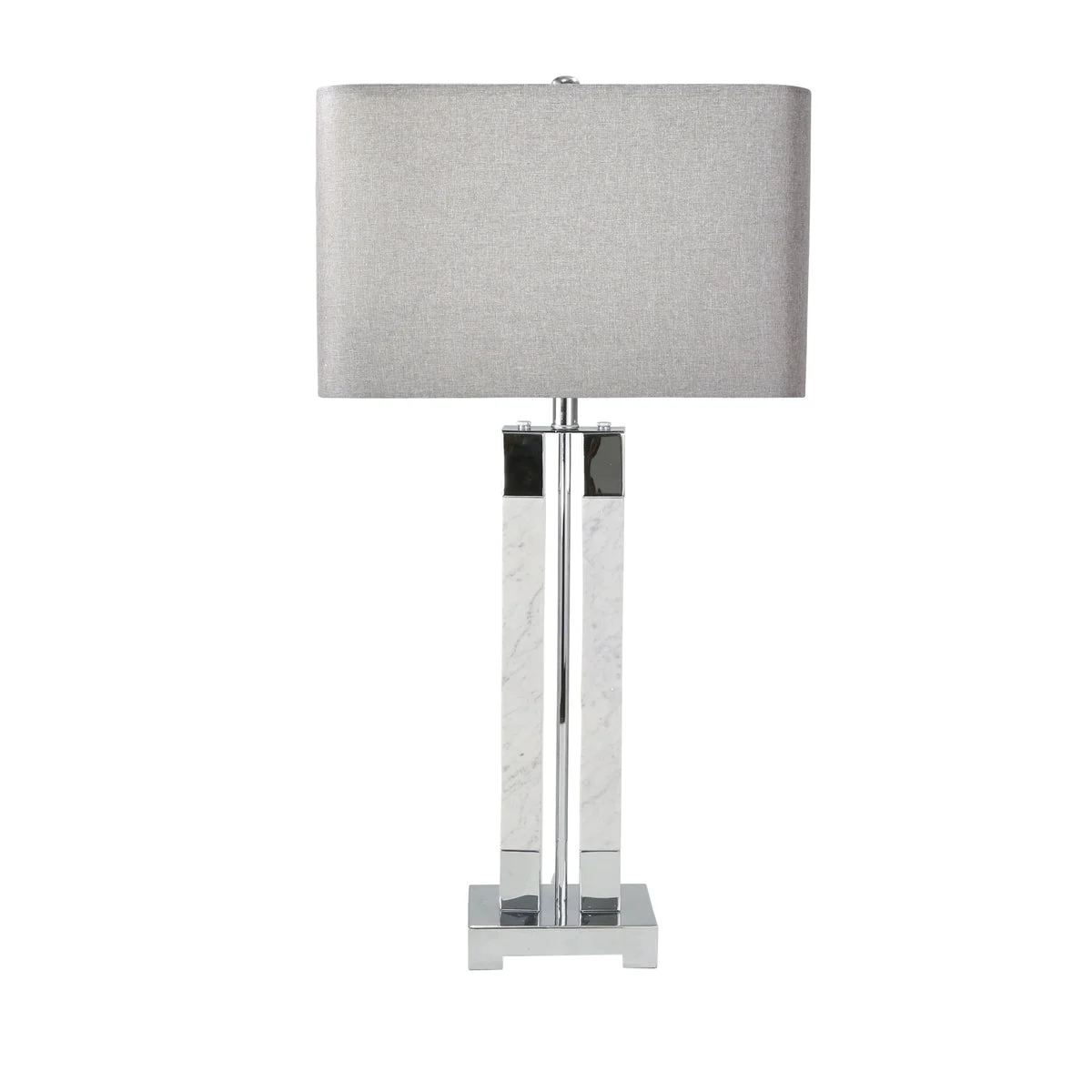 Sagebrook Home Marble 34`` Twin Column Table Lamp, White/Silver