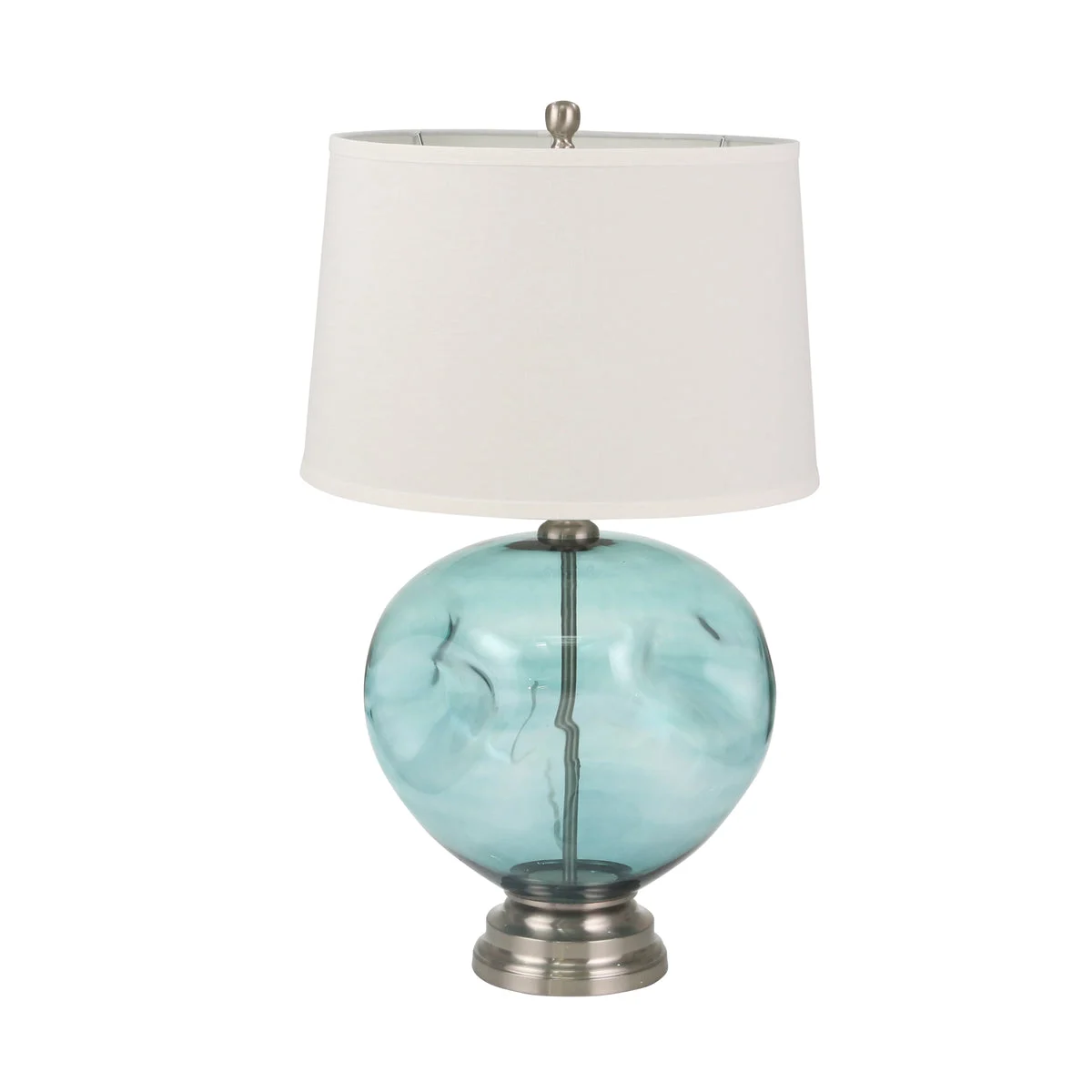 Sagebrook Home Glass 30`` Irregular Round Table Lamp, Turquoise Bl