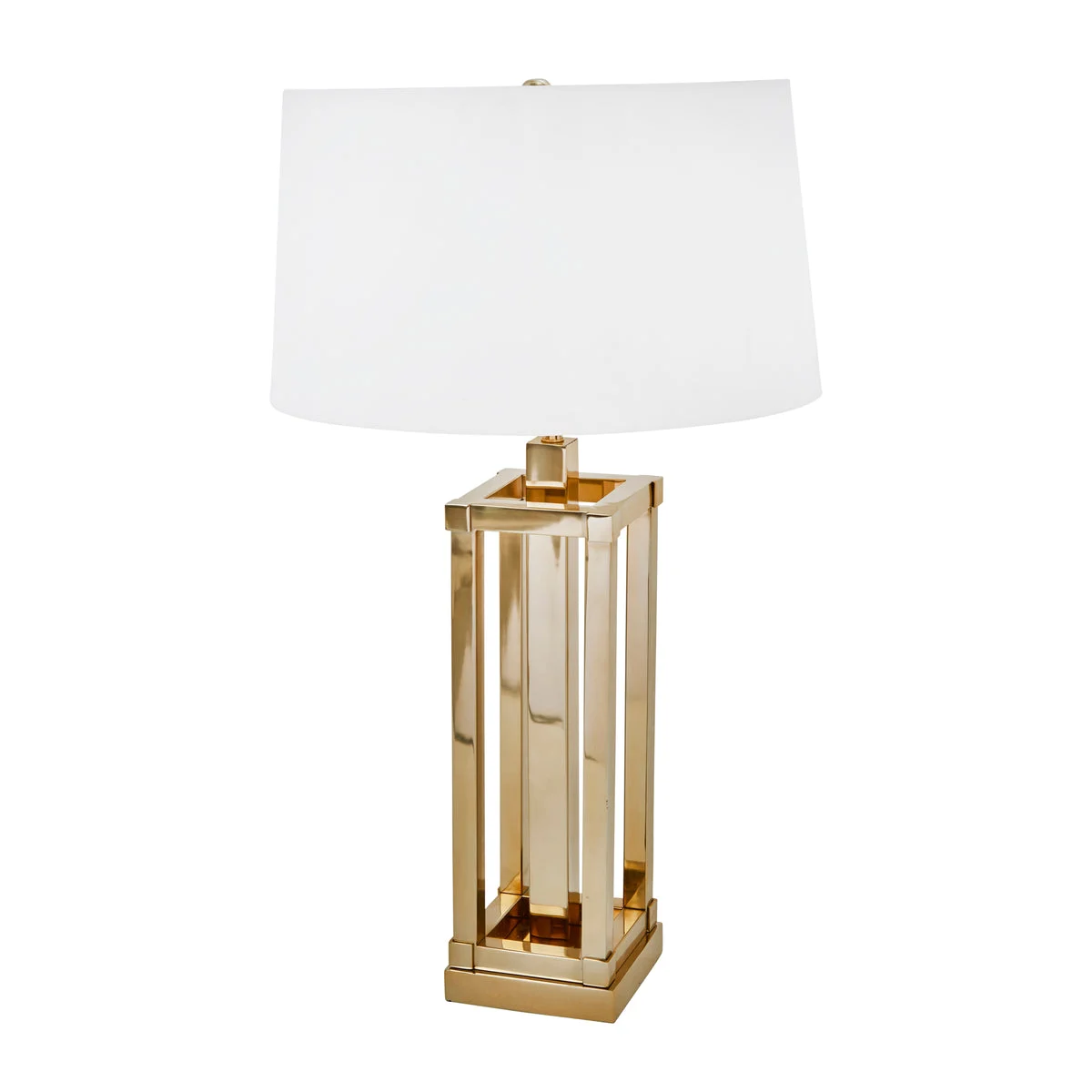 Sagebrook Home Stainless Steel 27`` Square Column Table Lamp, Gold