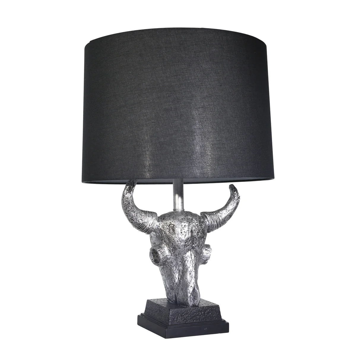 Sagebrook Home 50471-03 27" Polyresin Ox Skull Table Lamp, Silver