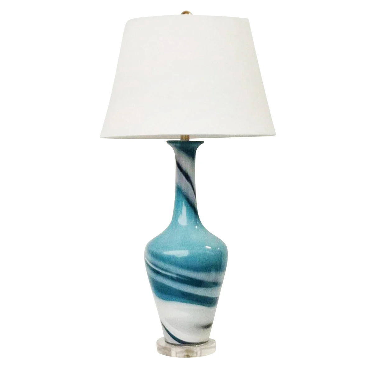 Sagebrook Home Glass 33`` Table Lamp, Blue Swirl