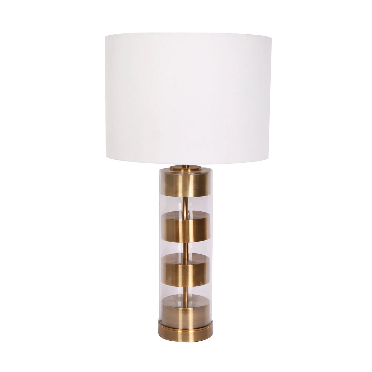 Sagebrook Home Glass 27`` Metal Cylinder Tablelamp, Gold