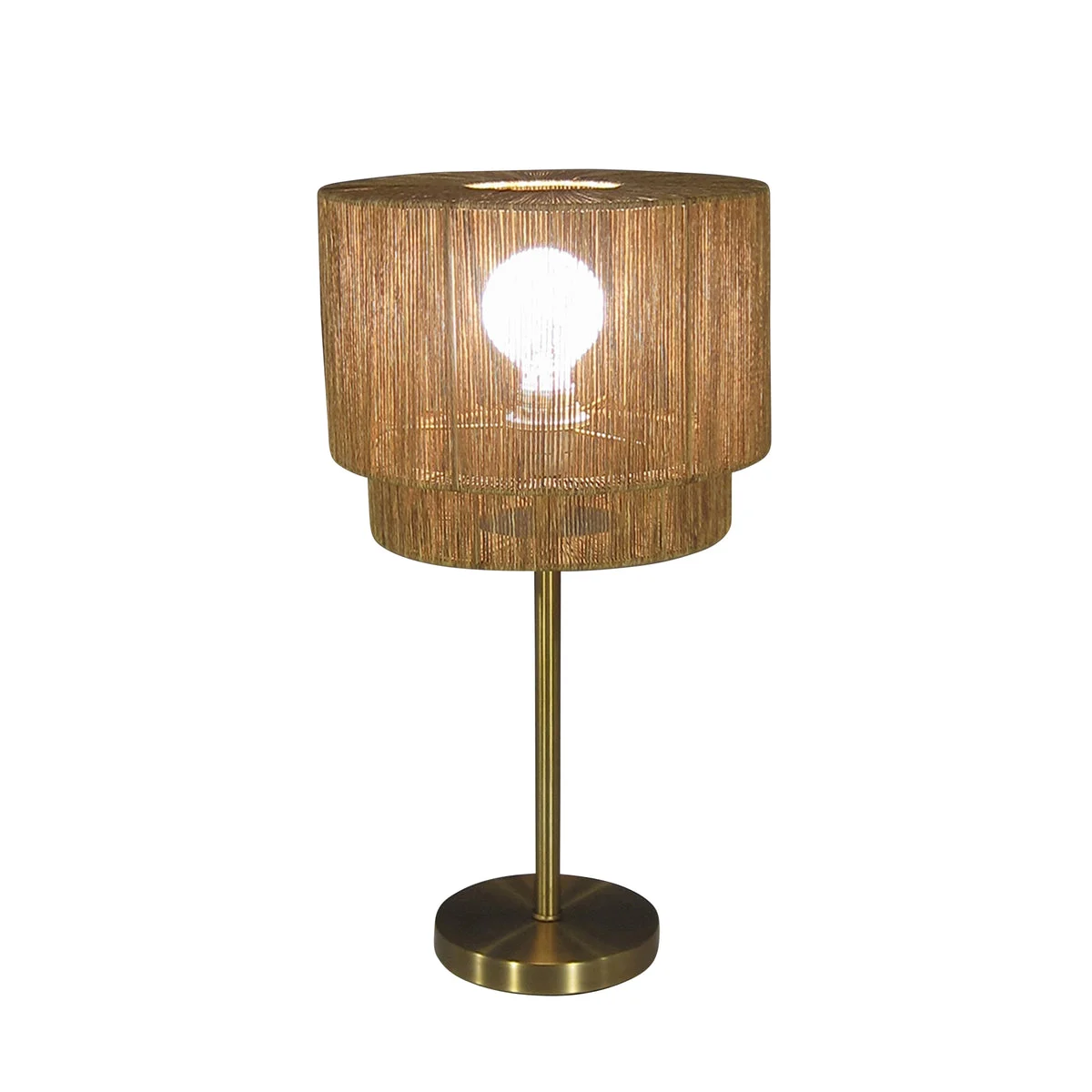 Sagebrook Home Metal 20`` Table Lamp With Woven Shade, Gold