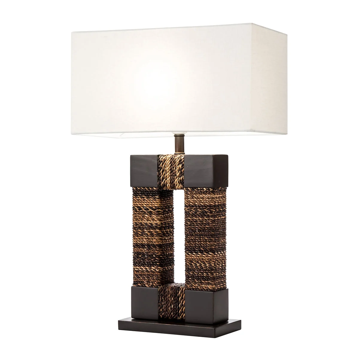 Sagebrook Home Wood 23.75`` Abaca Weave Tablelamp, Brown