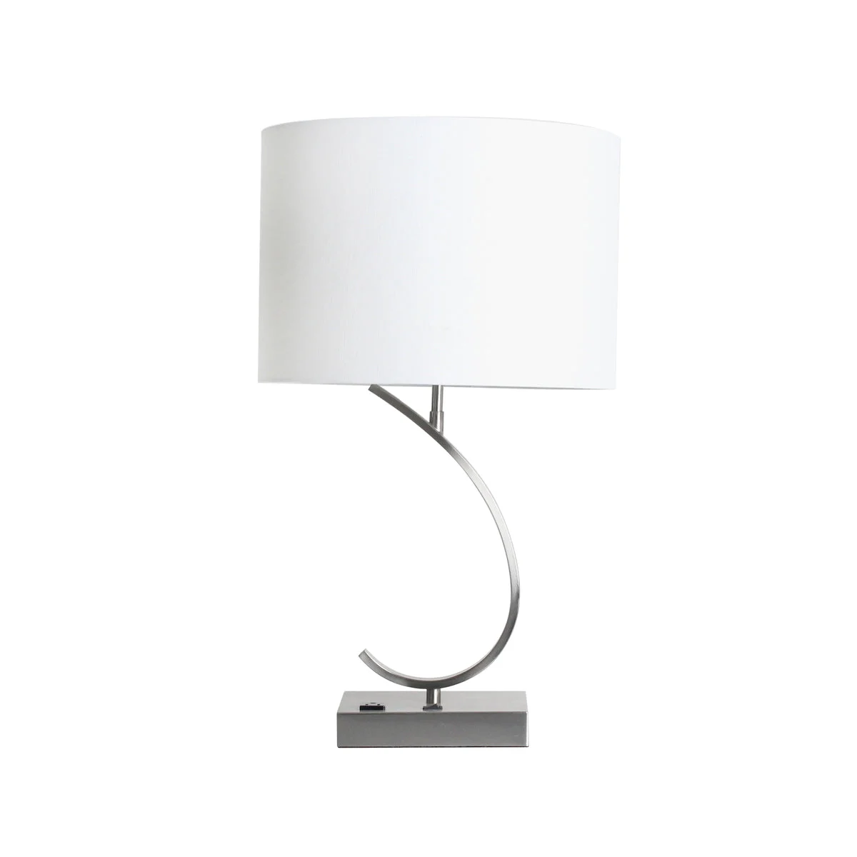 Sagebrook Home Metal 27`` Table Lamp W/ Usb, Outlet, Silver