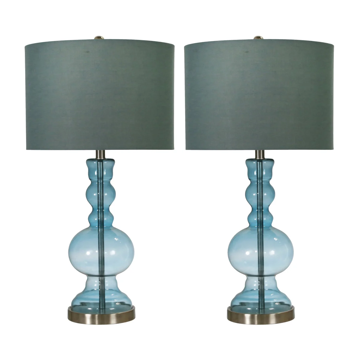 Sagebrook Home Set of 2 Glass 25`` Table Lamps, Blue