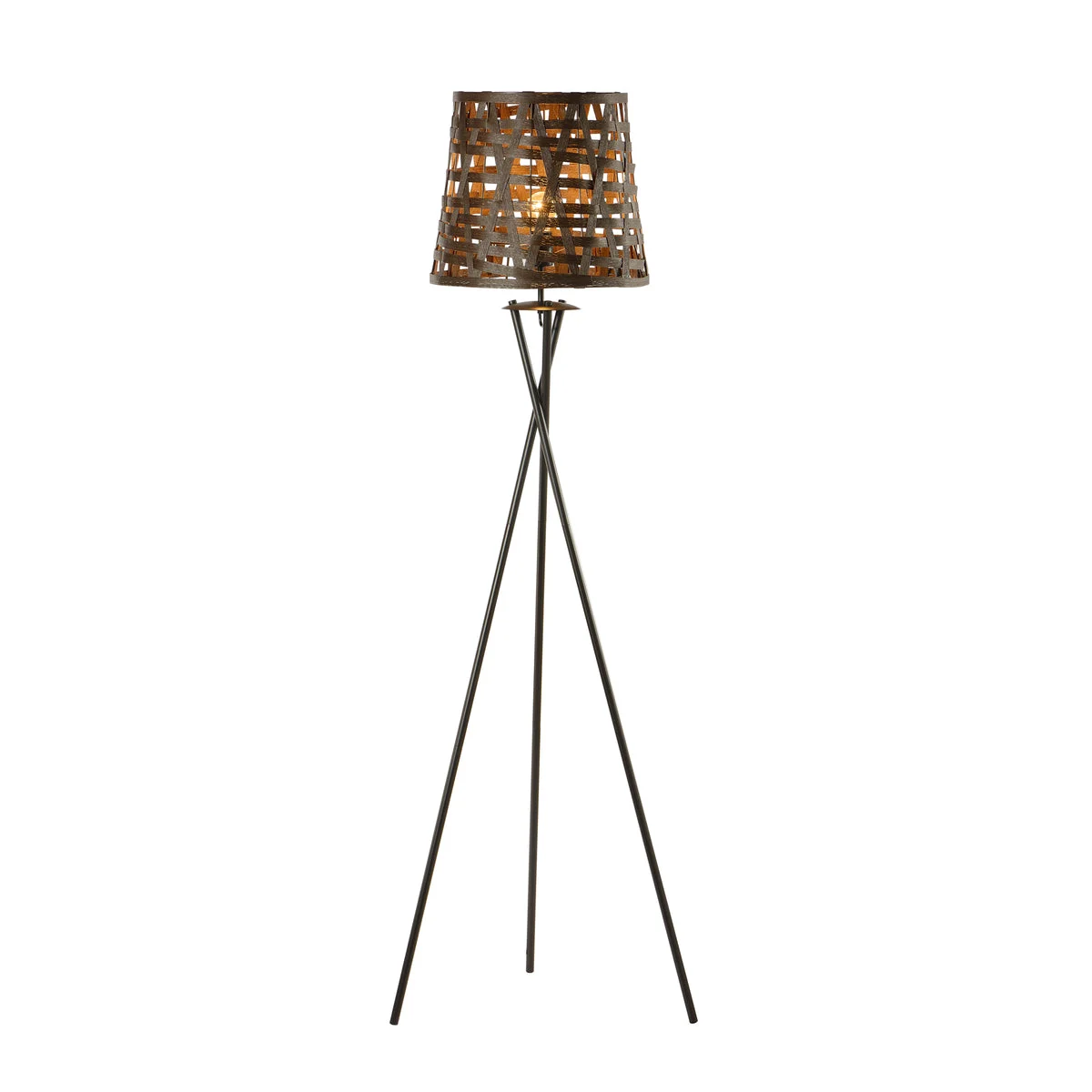 Sagebrook Home 50620 65" Metal Tripod Floor Lamp with Rattan Shade, Black Kd