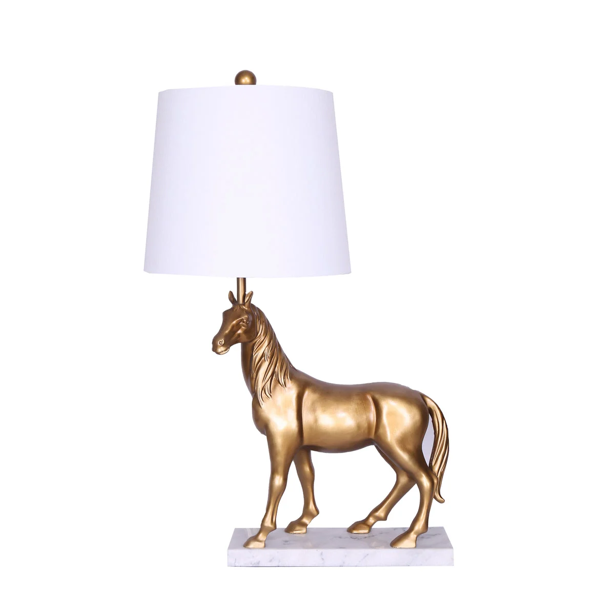 Sagebrook Home Polyresin/Marble 28`` Horse Lamp, Gold