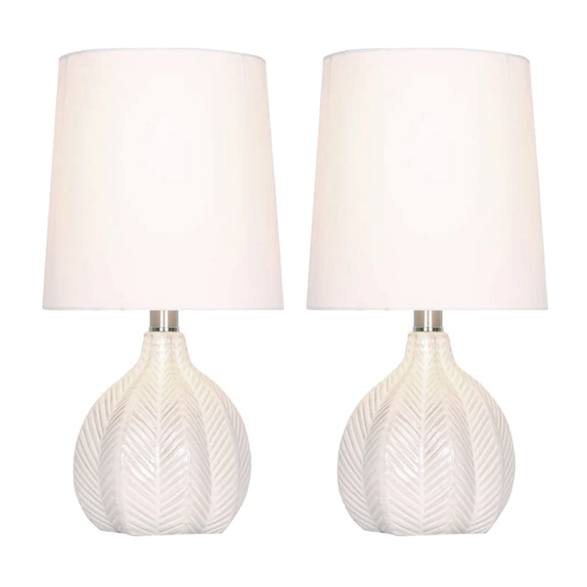 Sagebrook Home Set of 2 Ceramic 18`` Gourd Table Lamps, Ivory