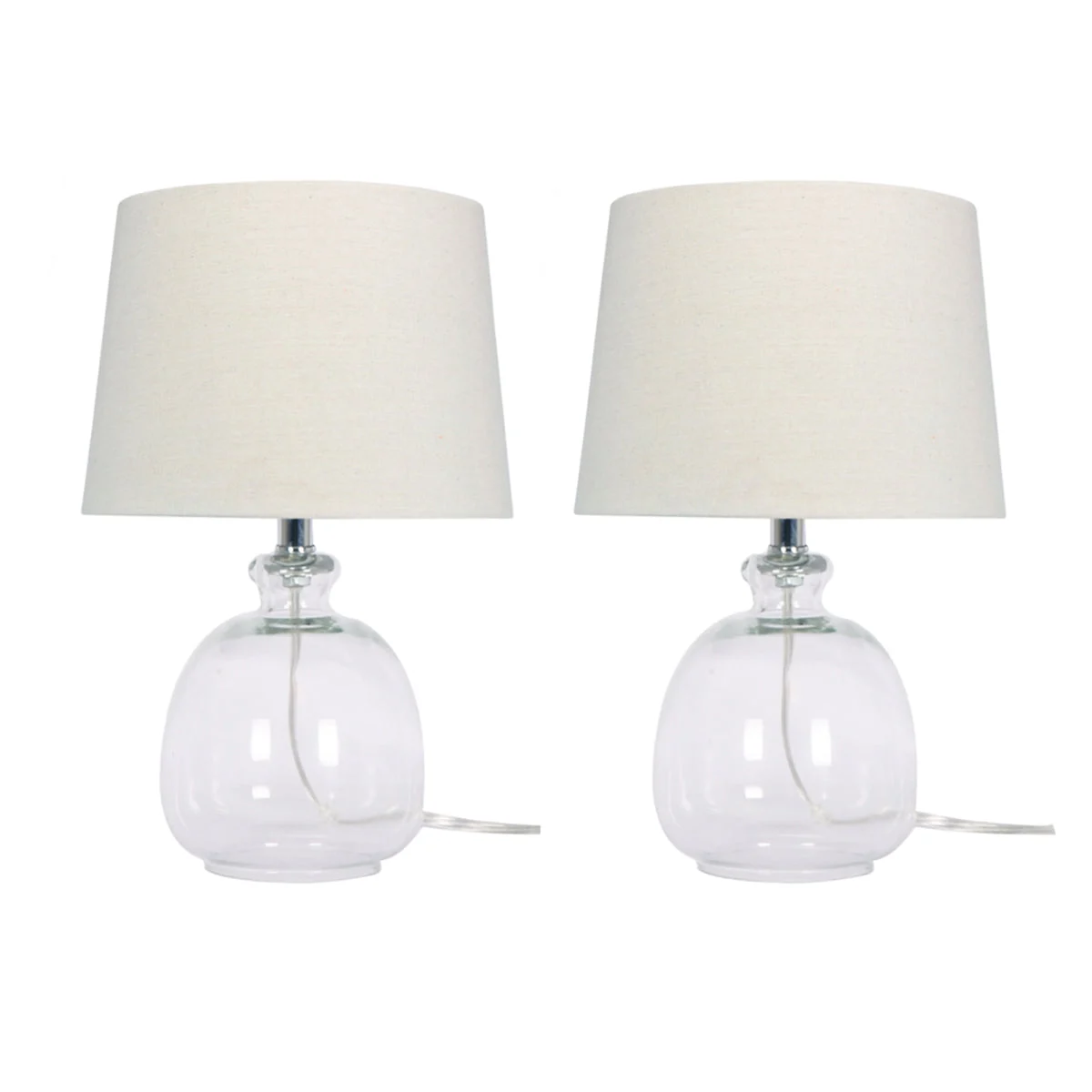 Sagebrook Home 50661 17" Glass Table Lamps, Clear, Set of 2
