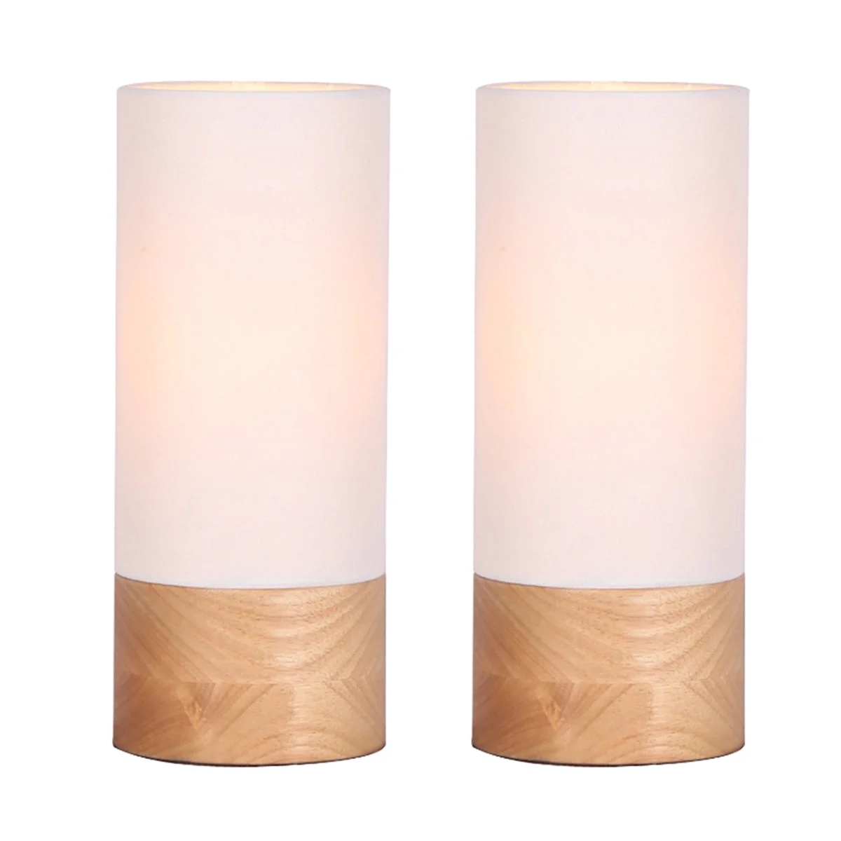 Sagebrook Home 50663 11" Wood Canister Table Lamps, Brown, Set of 2