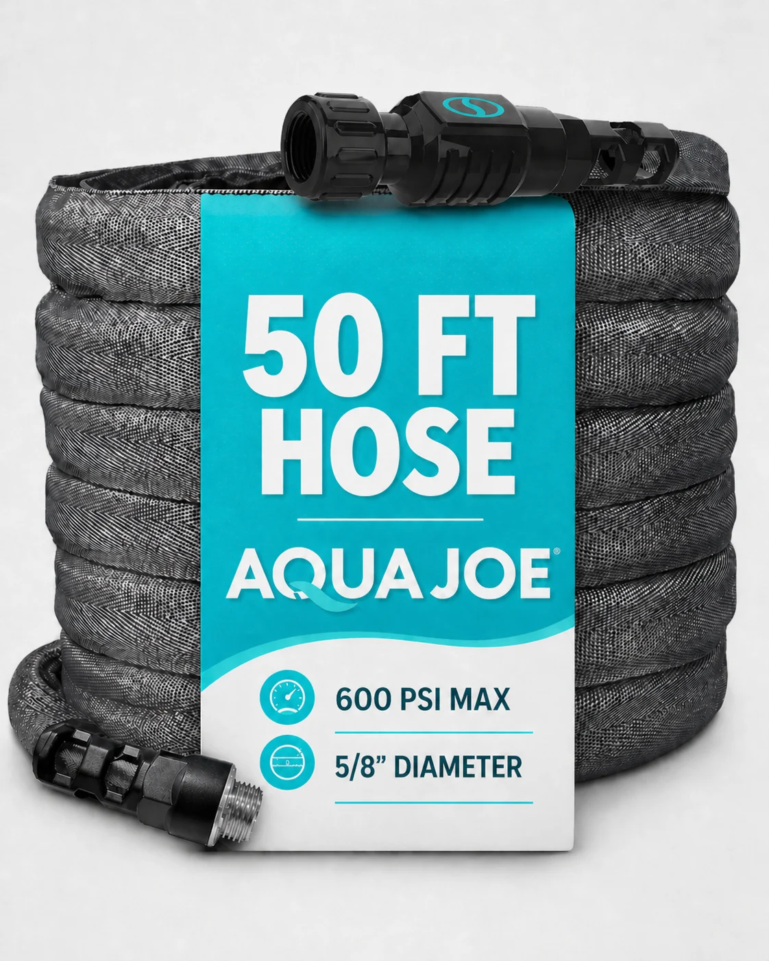 Aqua Joe FiberJacket Garden Hose, Kink-Resistant, 50' x 5/8" Diameter