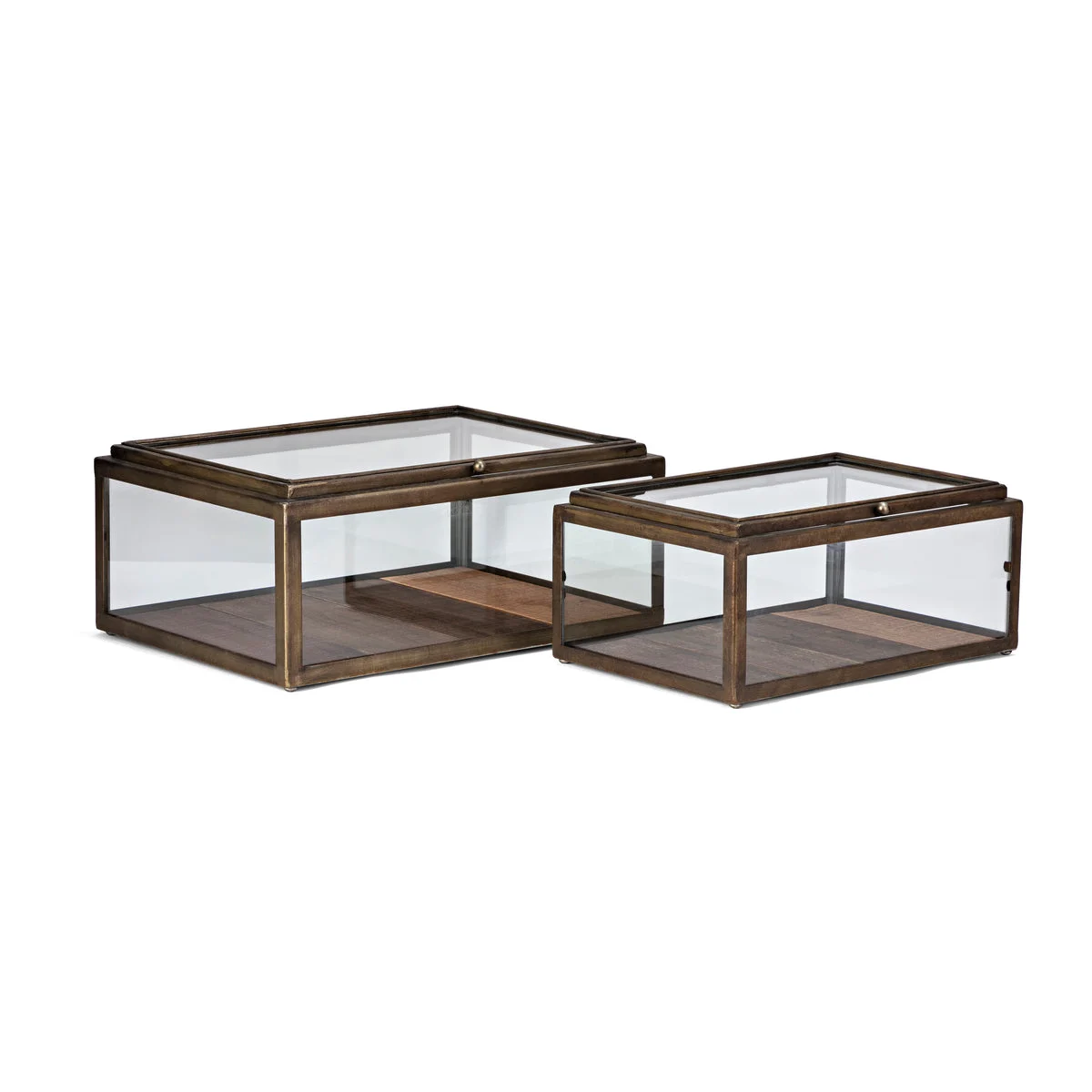 IMAX Worldwide Home Winthorp Glass and Wood Boxes - Set of 2