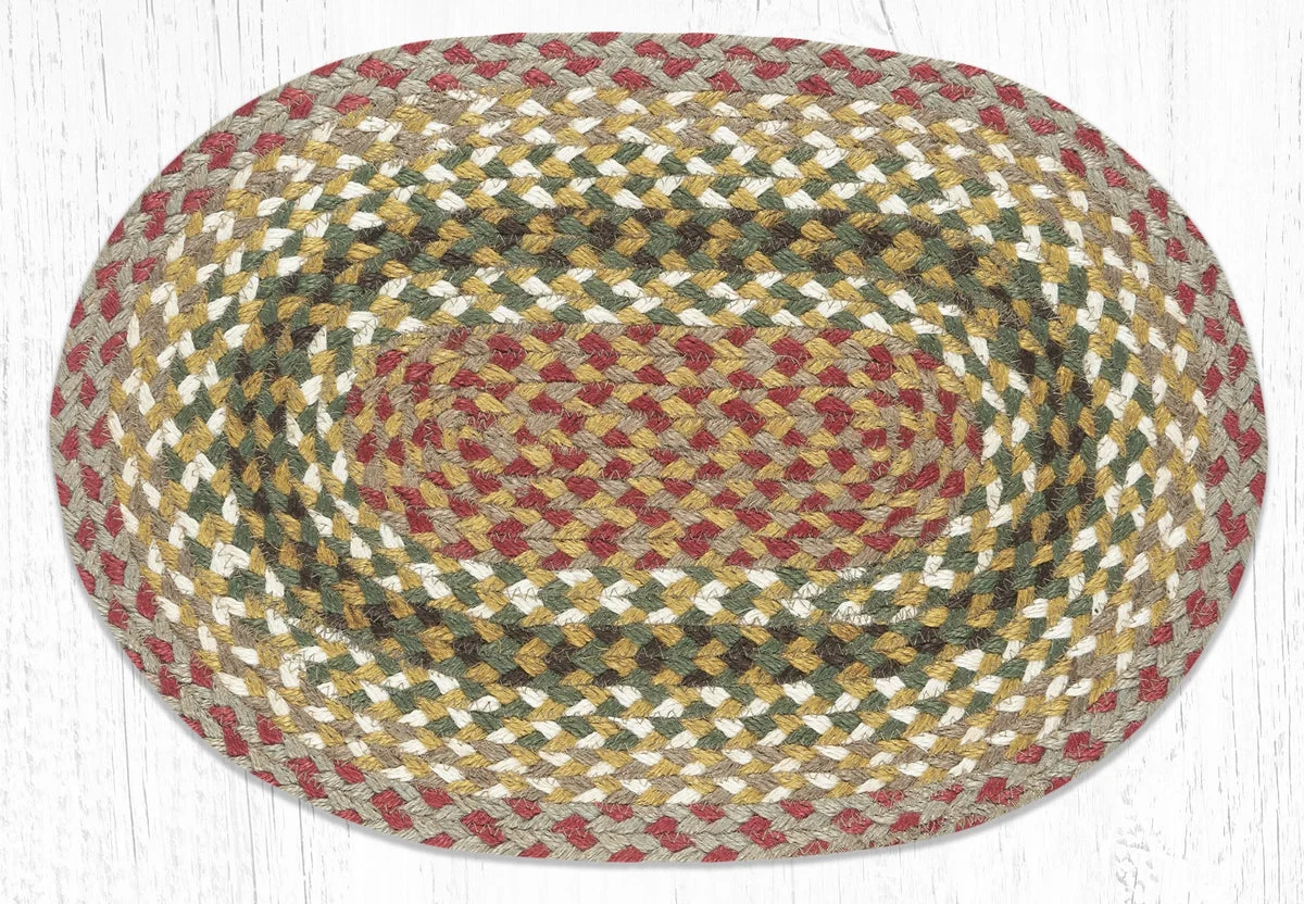 Earth Rugs C-24 Olive/Burgundy/Gray Jute Placemat 13``x19``