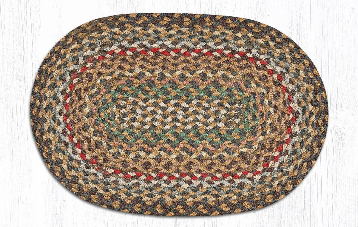 Earth Rugs Fir & Ivory Jute Placemat 13"x19" – Eco-Friendly Farmhouse Table Accent