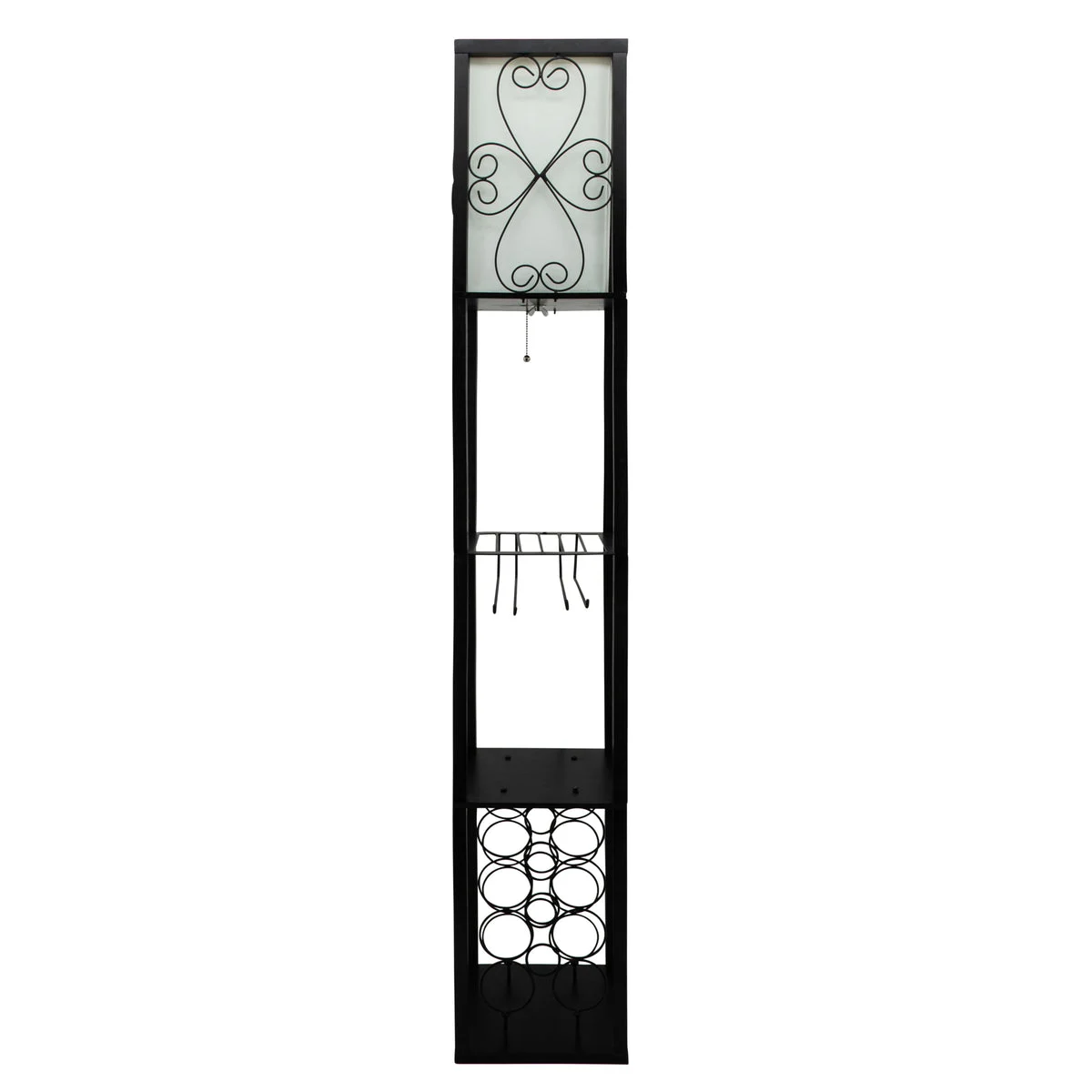 Sagebrook Home 52052 62.5" Wood/Metal, Etagere/Floor Lamp with Wine Rack,