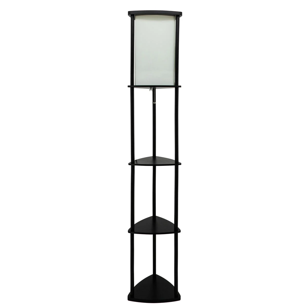 Sagebrook Home 52053 62.5" Wood Corner Etagere / Floor Lamp, Black