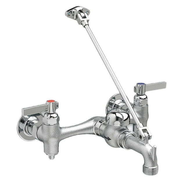 Wall-Mount Two Handle Widespread Utility Faucet with Top Brace/Supply Stops