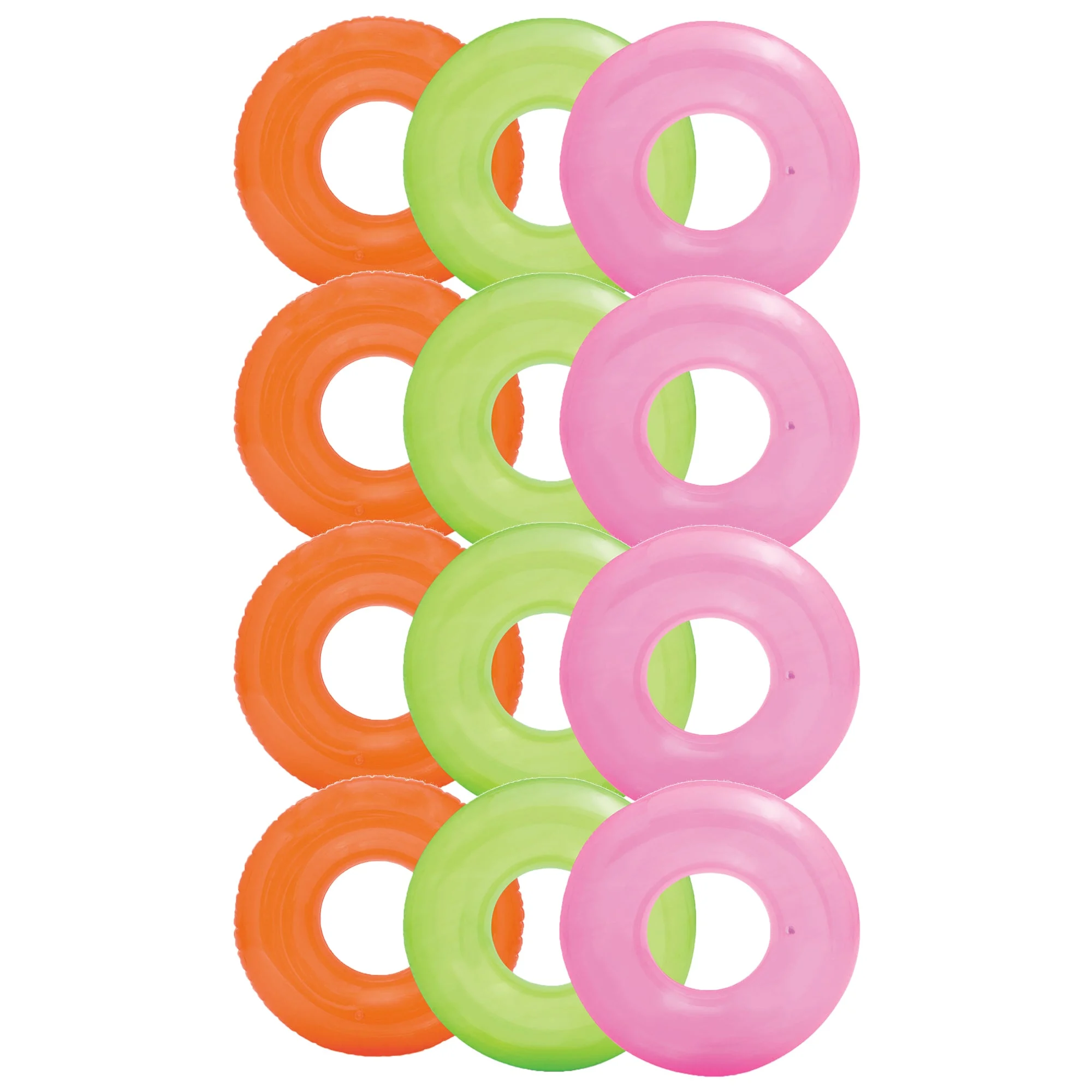 Intex Colorful Transparent Inflatable Swimming Pool Tube Raft (12-Pack)| 59260EP