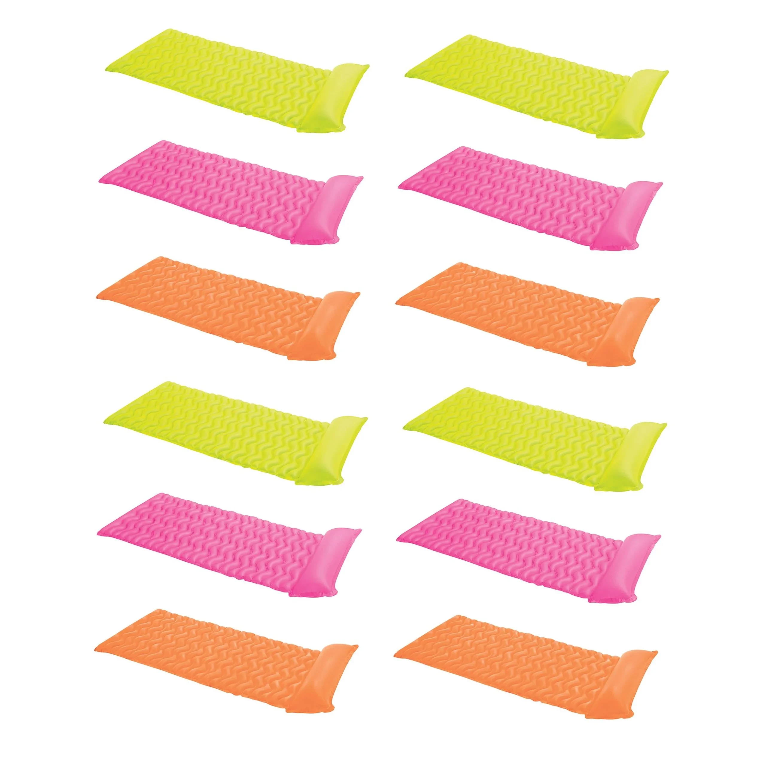 Intex Tote 'N Float Wave Mat Floating Pool Lounger with Headrest (12 Pack)