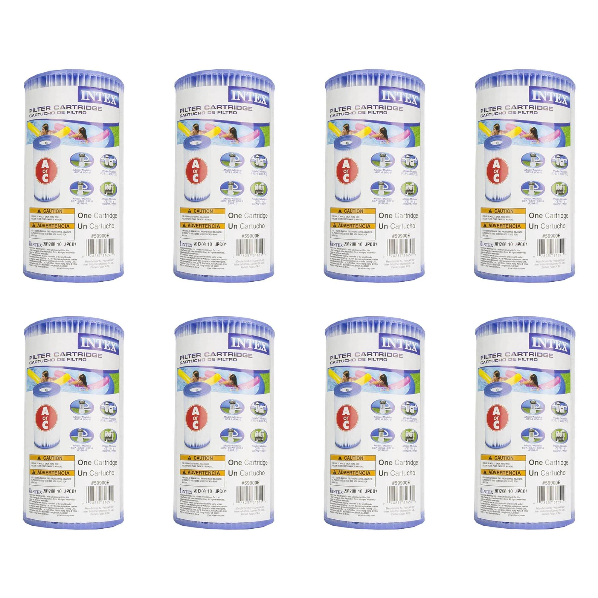 Intex Pool Easy Set Type A Replacement Filter Pump Cartridge (8 Pack) | 29000E