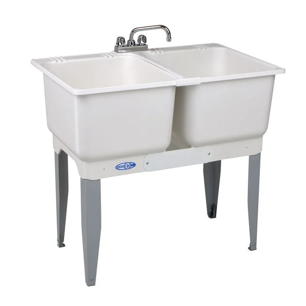 Utilatwin 36"W x 24"D Floor-Mount Laundry/Utility Tub Combo Pack