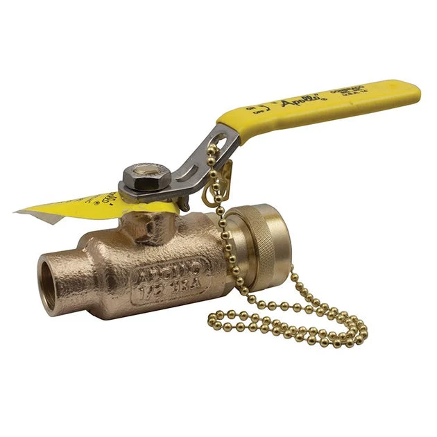 Ball Valve 70-200 Bronze 1/2 Inch Sweat x Hose 2-Piece Standard Port Cap and Chain