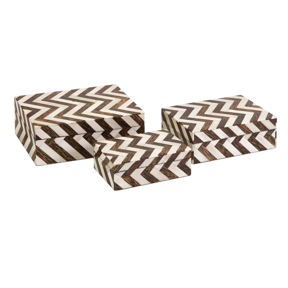 IMAX Worldwide Home Zigzag Bone Inlay Boxes - Set of 3