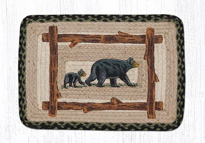 Earth Rugs PP-116 Mama & Baby Bear Oblong Printed Table Runner 13``x36``