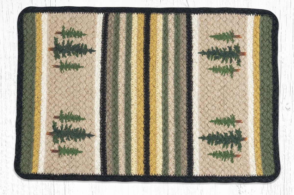 Earth Rugs Tall Timbers Oblong Printed Placemat 13"x19" – Rustic Cabin Dining Mat