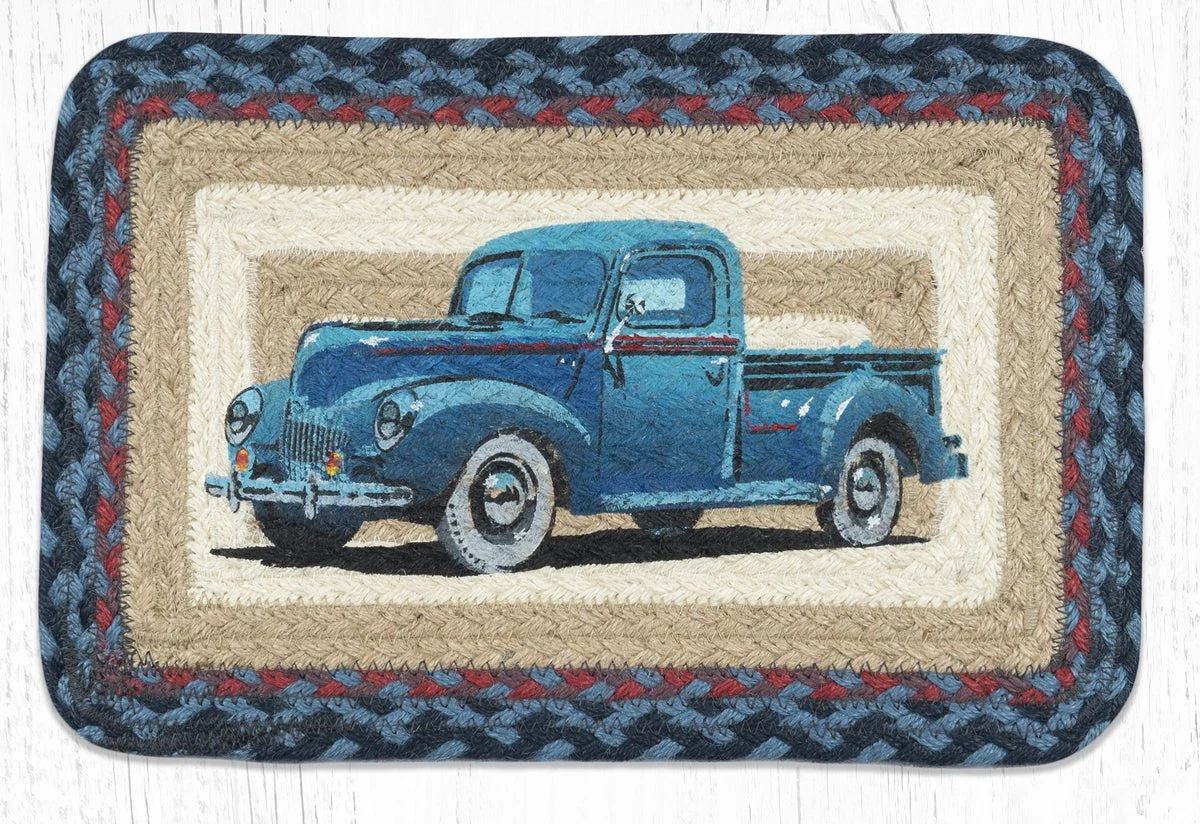 Earth Rugs PP-362 Blue Truck Oblong Printed Swatch 10``x15``