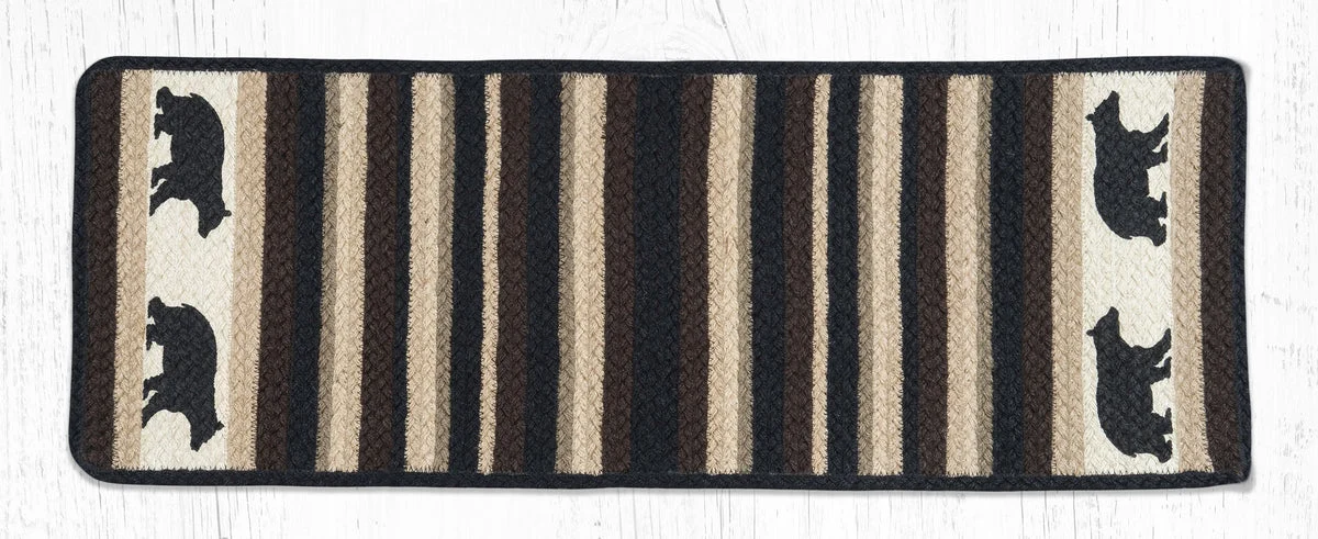 Earth Rugs V-313 Cabin Bear Oblong Printed Table Runner 13``x36``