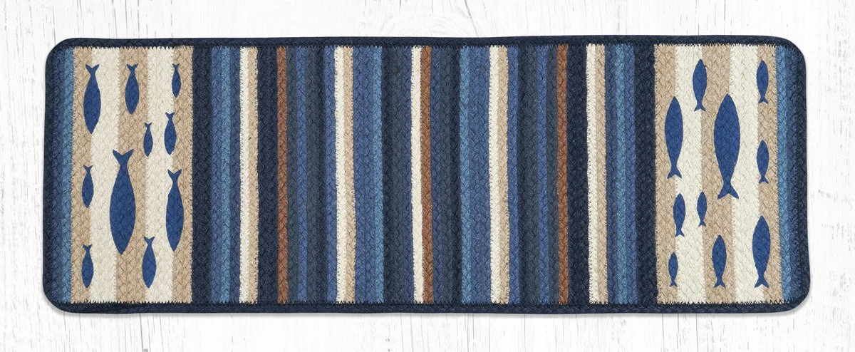 Earth Rugs V-443 Fish Oblong Printed Table Runner 13``x36``