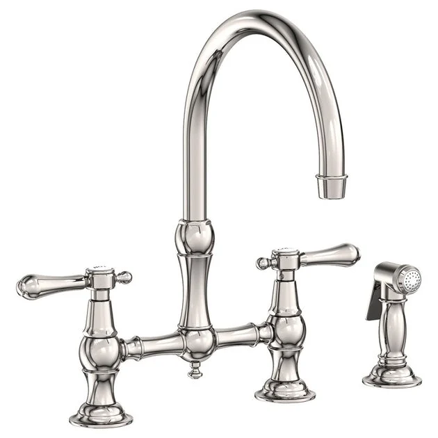 Chesterfield Two Handle High-Arc Kitchen Bridge Faucet with Side Sprayer