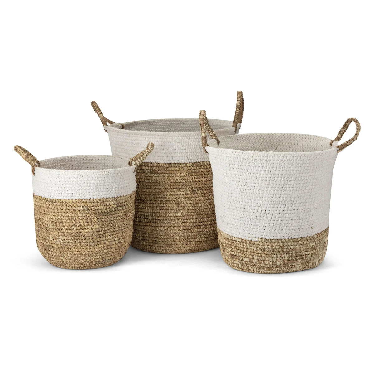 IMAX Worldwide Home Shoelace and Raffia Woven Baskets - Set of 3