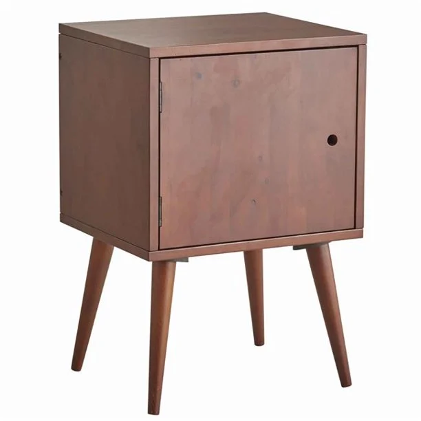 Benzara 1 Door Storage Wooden Nightstand with Splayed Legs, Dark Brown