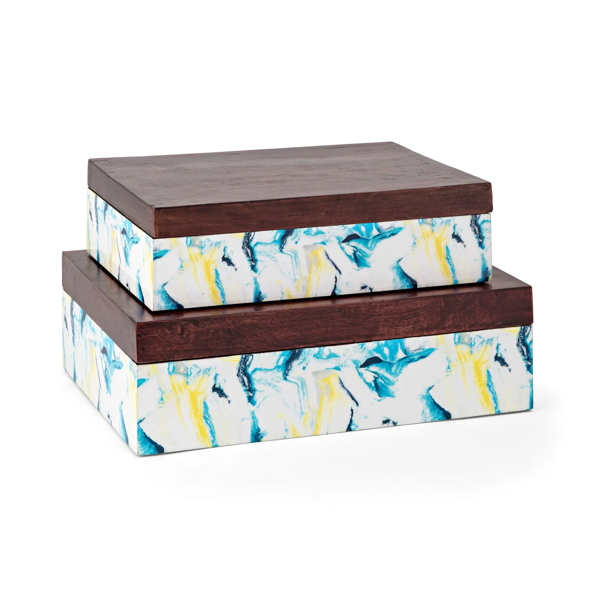 Imax Worldwide Home SG Wood and Enamel Boxes - Set of 2
