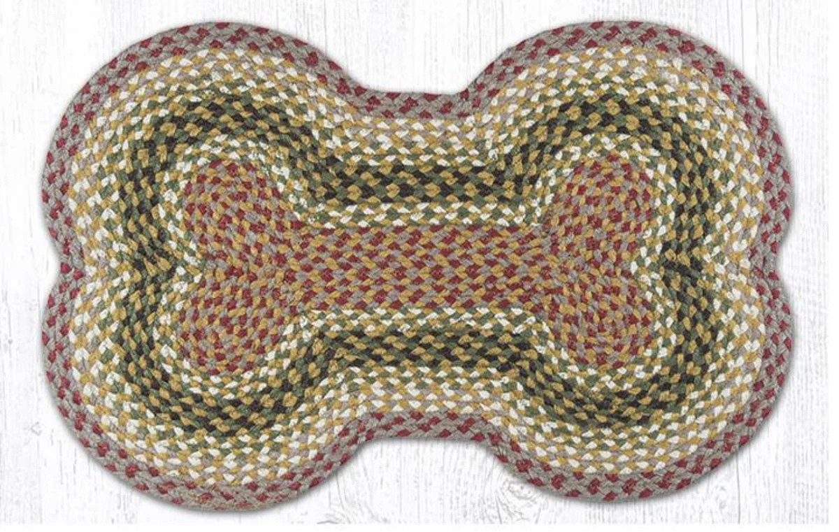 Earth Rugs Braided Cotton Dog Bone Stair Tread – Rustic Pet Mat 18"x28" Olive Burgundy Gray