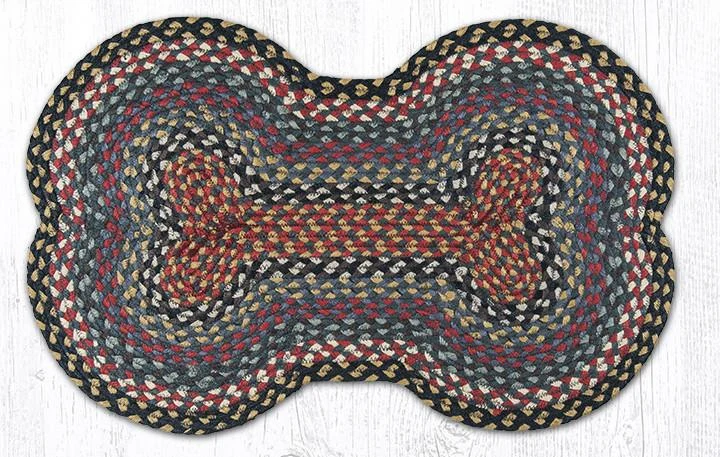 Earth Rugs DB-43 Burgundy/Blue/Gray Large Dog Bone Braided Rug 18``x28``