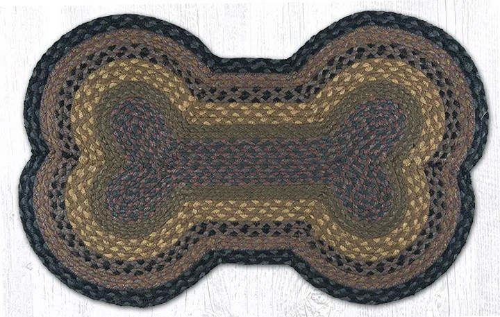 Earth Rugs DB-99 Brown/Black/Charcoal Large Dog Bone Braided Rug 18``x28``